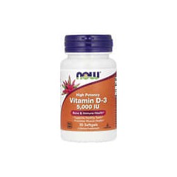 NOW Foods, Vitamina D3, Alta potencia, 5000 UI, 30 cápsulas blandas