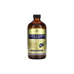 Solgar, Líquido de citrato de calcio y magnesio con vitamina D3, Arándano azul natural, 473 ml (16 oz. Líq.)