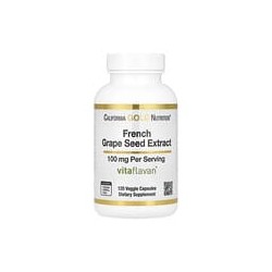 California Gold Nutrition, Extracto de semilla de uva francesa, Vitaflavan®, 100mg, 120cápsulas vegetales