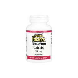 Natural Factors, Citrato de potasio,99mg, 90comprimidos