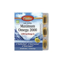 Carlson, Maximum Omega 2000, Limón natural, 2000 mg, 30 cápsulas blandas (1000 mg por cápsula blanda)