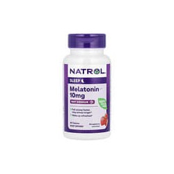 Natrol, Melatonina, Disolución rápida, Concentración máxima, Fresa, 10mg, 60comprimidos