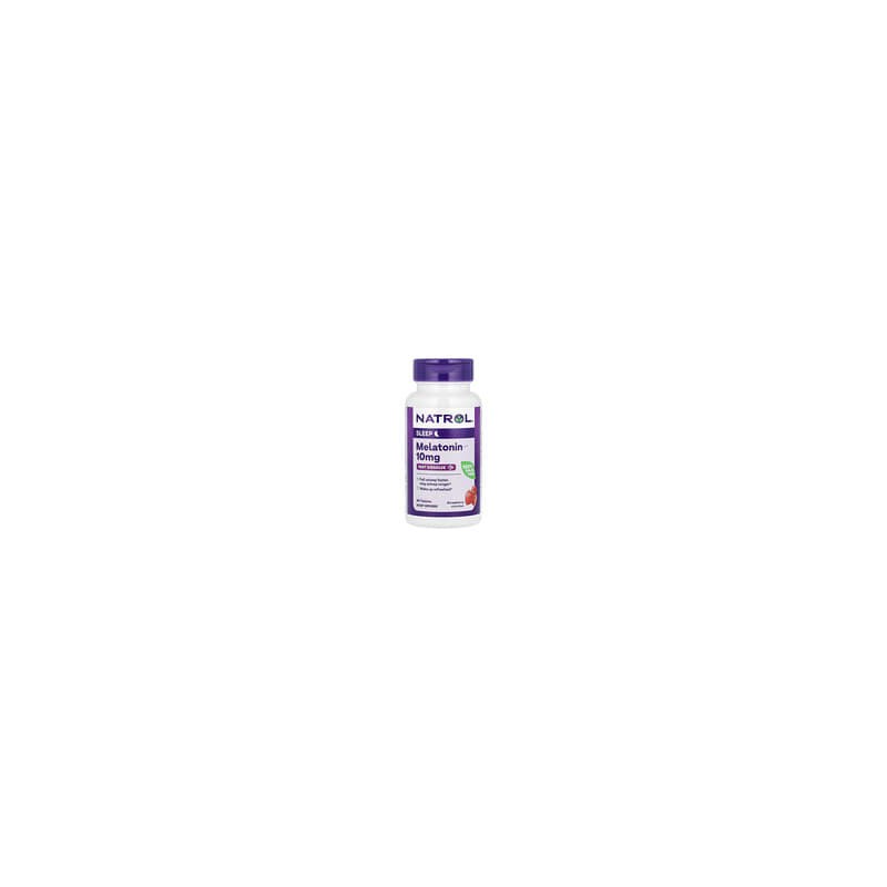 Natrol, Melatonina, Disolución rápida, Concentración máxima, Fresa, 10mg, 60comprimidos