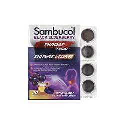 Sambucol, Saúco negro, Alivio para la garganta, Pastilla calmante con miel, 20 pastillas blandas