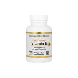 California Gold Nutrition, Girasol y vitaminaE, Con mezcla de tocoferoles, 400UI, 90cápsulas blandas vegetales