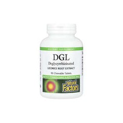 Natural Factors, DGL, Extracto de raíz de regaliz desglicirrizado, 90comprimidos masticables