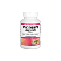 Natural Factors, Bisglicinato de magnesio, 200 mg, 120 cápsulas vegetales