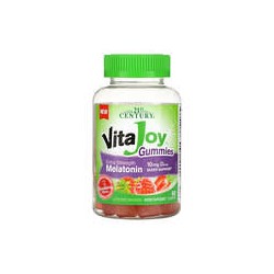 21st Century, Gomitas con melatonina Vita Joy, Concentración extra, Fresa, 10 mg, 60 gomitas (5 mg por gomita)