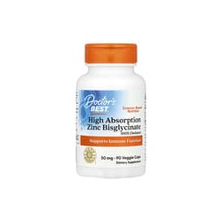 Doctor's Best, Bisglicinato de zinc de alta absorción, 100% quelado, 50 mg, 90 cápsulas vegetales
