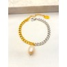 Pulsera Bicolor Perla Acero