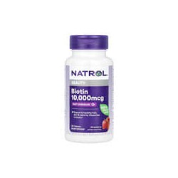 Natrol, Biotina, Disolución rápida, Máxima concentración, Fresa, 10.000mcg, 60comprimidos