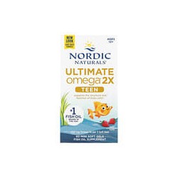 Nordic Naturals, UltimateOmega2X para adolescentes, De 12años en adelante, Fresa, 60minicápsulas blandas