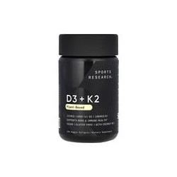 Sports Research, Vitaminas D3 y K2, De origen vegetal, 120 cápsulas blandas vegetales