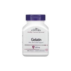21st Century, Gelatina, 600 mg, 100 Cápsulas