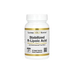 California Gold Nutrition, Ácido R-lipoico estabilizado, 30cápsulas vegetales