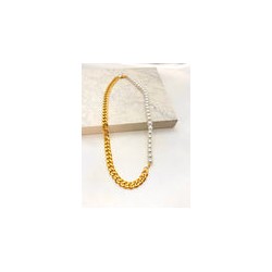 Collar Cadena Chunky Perlas Acero