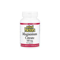 Natural Factors, Citrato de magnesio, 150mg, 90cápsulas