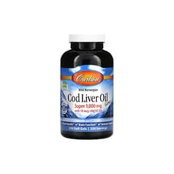 Carlson, Gems con aceite de hígado de bacalao salvaje de origen noruego, Súper, 1000mg, 250cápsulas blandas