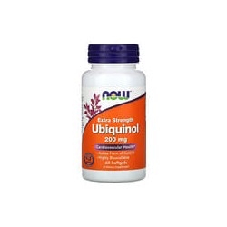NOW Foods, Ubiquinol, Concentración extra, 200mg, 60cápsulas blandas