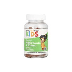California Gold Nutrition, Suplemento multivitamínico y mineral para niños, Sin gelatina, Sabor natural a frambuesa, 60gomitas v