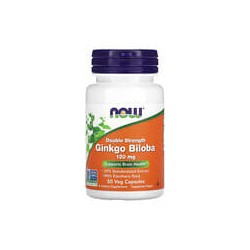 NOW Foods, Ginkgo biloba, Doble concentración, 120 mg, 50 cápsulas vegetales