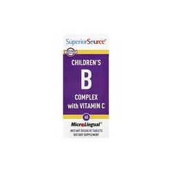 Superior Source, Complejo B con vitamina C para niños, 60 comprimidos microlingües de disolución instantánea