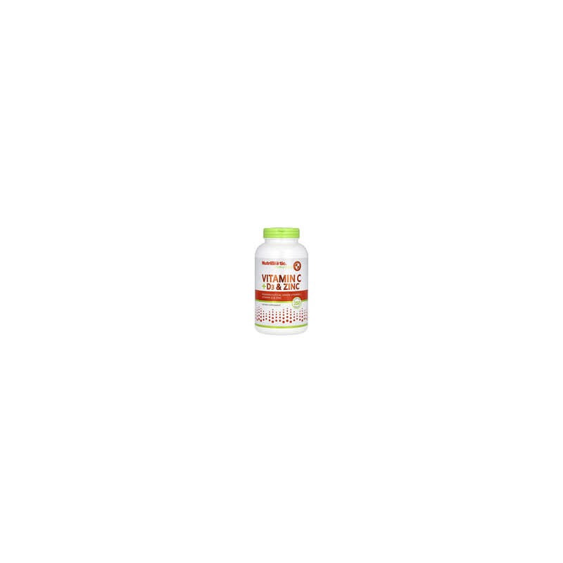 NutriBiotic, Inmunidad, Vitamina C + D3 y zinc, 250 cápsulas