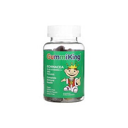 GummiKing, Echinacea más vitamina C y zinc para niños, Fresa, naranja, limón, uva, cereza y pomelo, 60 gomitas