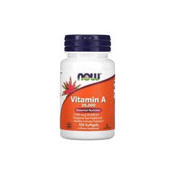 NOW Foods, Vitamina A, 7500 mcg (25.000 UI), 100 cápsulas blandas