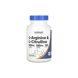 Nutricost, L-arginina y L-citrulina, 120 cápsulas
