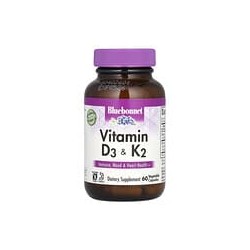 Bluebonnet Nutrition, Vitaminas D3 y K2, 60 cápsulas vegetales