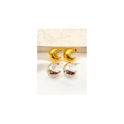 Arracada Media Luna Inflada Acero