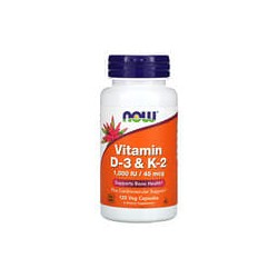 NOW Foods, VitaminaD3 y vitaminaK2, 120cápsulas vegetales