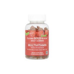 California Gold Nutrition, Gomitas multivitamínicas para adultos, Sabor natural a frambuesa, 90gomitas vegetales
