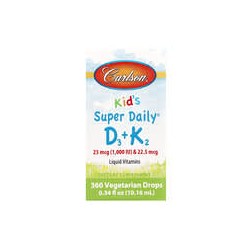 Carlson, Niños, D3 y K2 superdiarios, 25 mcg (1000 UI) y 22,5 mcg, 10,16 ml (0,34 oz. Líq.)
