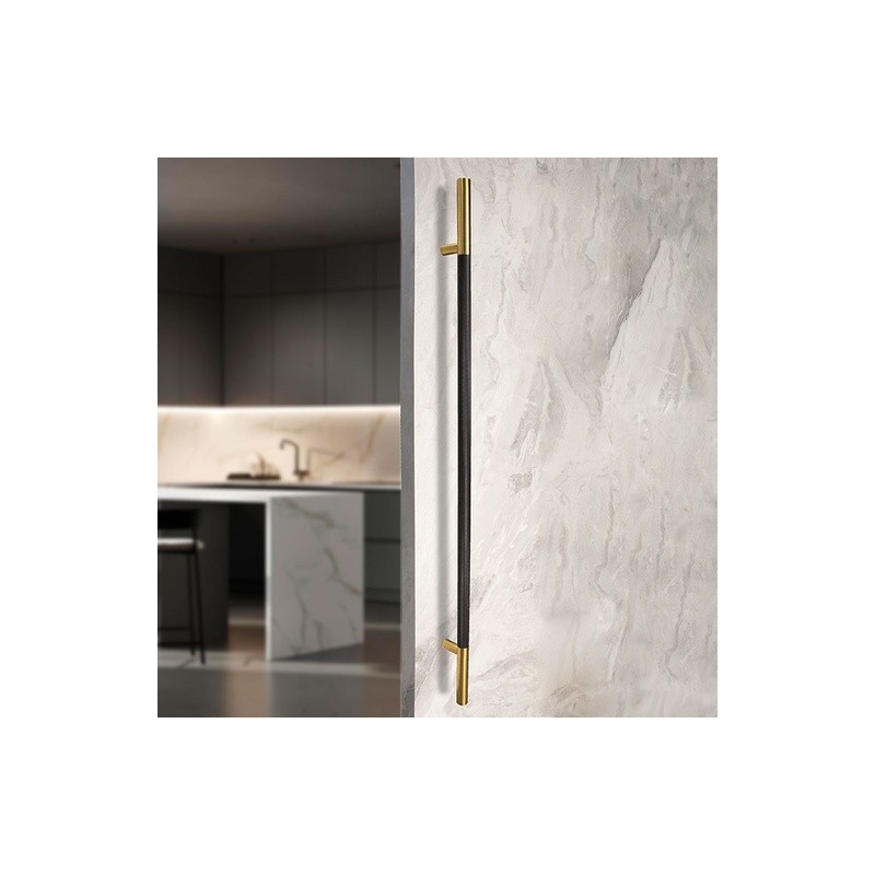 MANILLÓN TIPO H MOLETEADO - NEGRO/LATÓN SATINADO - LONGITUD 50" - MODULAR - ACERO INOXIDABLE 304 - MOD. L22 (SET)