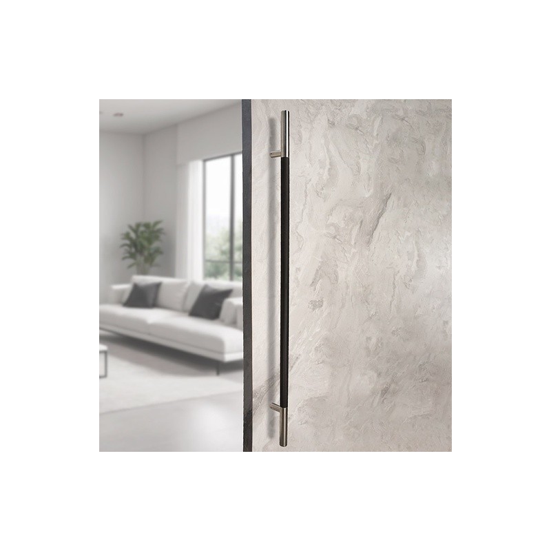 MANILLÓN TIPO H MOLETEADO - SATÍN/NEGRO - 50" - MODULAR - ACERO INOXIDABLE 304 - MOD. L22 (SET)