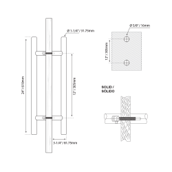 MANILLÓN TIPO H - GRIS PLOMO - ACERO INOXIDABLE 304 - DISPONIBLE EN DIFERENTES MEDIDAS - MOD. L20 (SET)