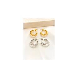 Arracada Torsal y Perlas Acero