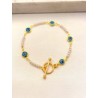 Pulsera Ojito Turquesa Perlas Broche T