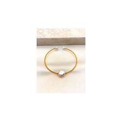 Pulsera Aro 3 Perlas Acero