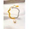 Pulsera Bicolor Perla Acero