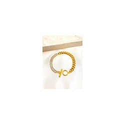 Pulsera Combinada Broche T Acero