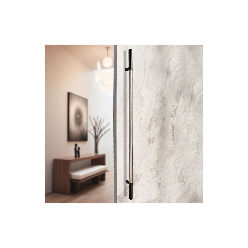 MANILLÓN TIPO H MOLETEADO - NEGRO/ACERO INOXIDABLE - LONGITUD 50" - MODULAR - ACERO INOXIDABLE 304 - MOD. L22 (SET)