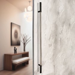 MANILLÓN TIPO H MOLETEADO - NEGRO/ACERO INOXIDABLE - LONGITUD 50" - MODULAR - ACERO INOXIDABLE 304 - MOD. L22 (SET)