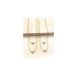 Collar Doble Perla Acero