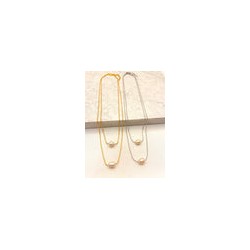 Collar Doble Perla Acero