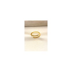 Anillo Abierto Zirconias Dorado Acero