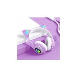 Audífonos diadema bluetooth con luz led en forma de orejas de gato, variedad de colores