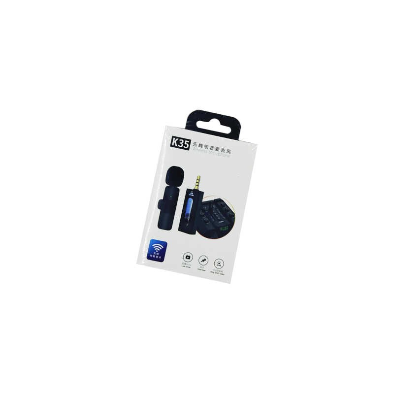 Micrófono inalámbrico de solapa con receptor bluetooth y entrada auxiliar / wireless microphone / k35